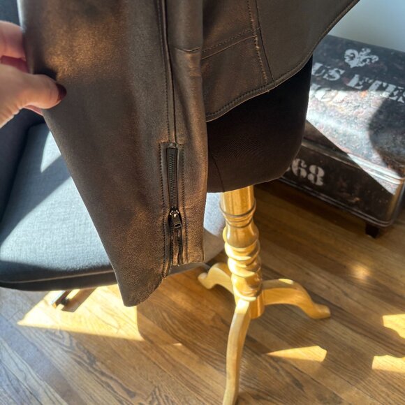 Banana Republic Metallic Leather Moto Jacket, MEDAL BRONZE Medium - Picture 7 of 15